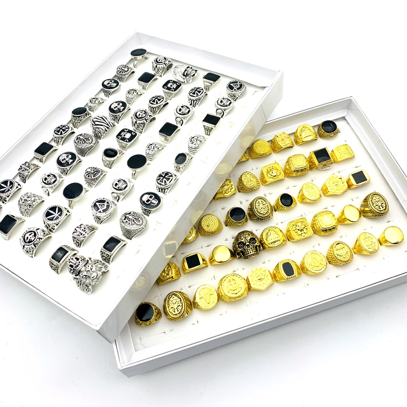 20pcs Anéis Góticos Punk Rings For Men Skull Black Esmalte Moda Jóias Presentes De