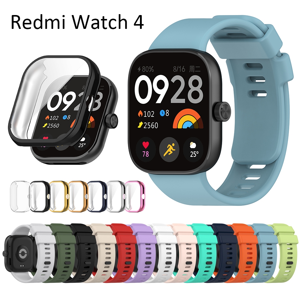 Para O Redmi watch 4 Caixa De Alças De Cobertura De Tela Cheia Macia De Revestimento De silicone Clássico De Pulseiras De Relógio Inteligentes