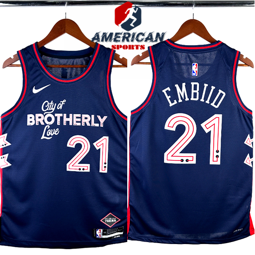 Masculino Camiseta 2023NBA Philadelphia 76ers Joel Embiid Camisa Branco 2024 Jogador Basquetebol Jersey