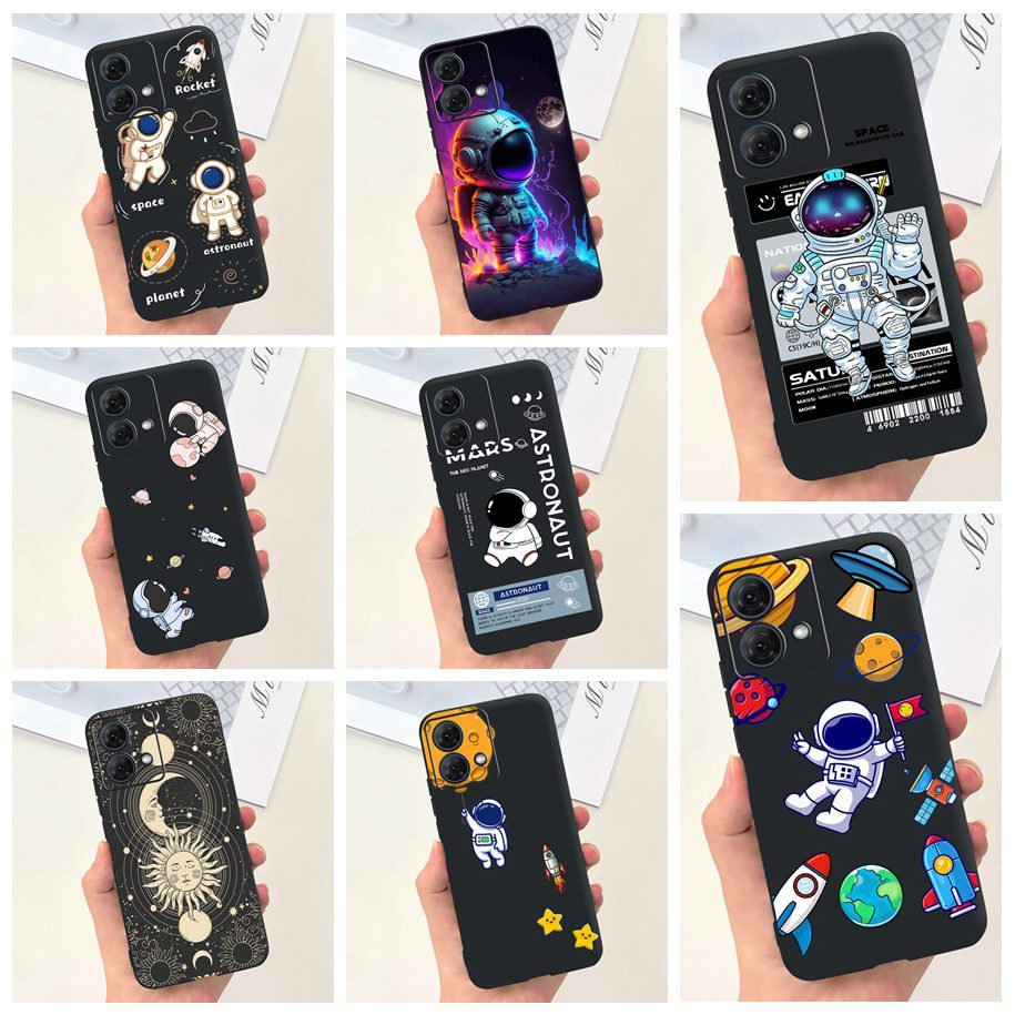 Capa Para Telefone De Astronauta Bonito Moto Motorola G84 G54 5G G14 De Silicone Preto MotoG54 XT2343-1