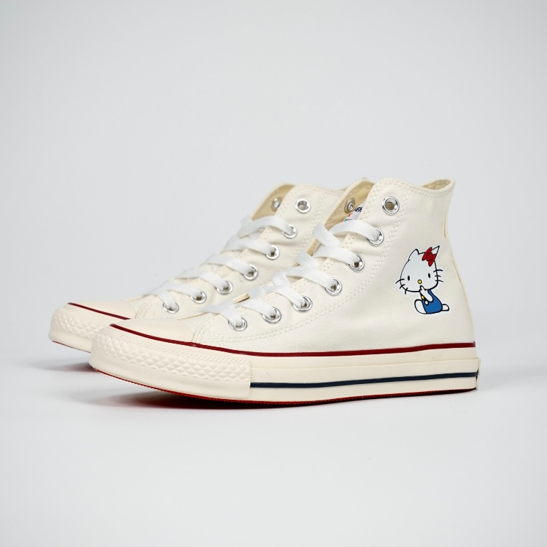 CONVRSE X Sanrio Limited kitty Unisex High Top Casual Canvas Sneakers Para Homens E Mulheres-2557
