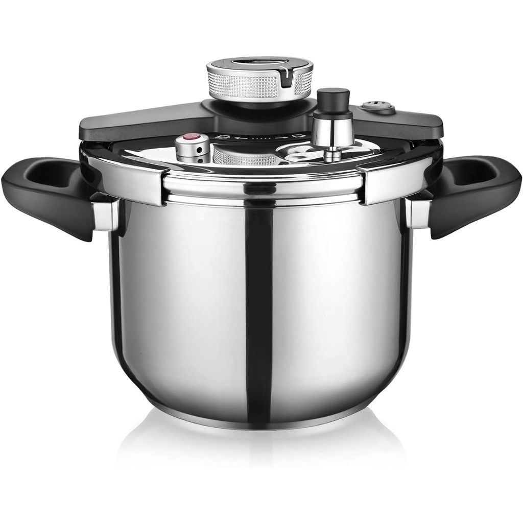 Panela De Pressão , 6,3-Quart Cozinha Adequada Para Indução E Fogão , 304 Trem De Aço Inoxidável Com Tampa De Fácil Abertura Fecho , Design De Válvula De Segurança Tripla