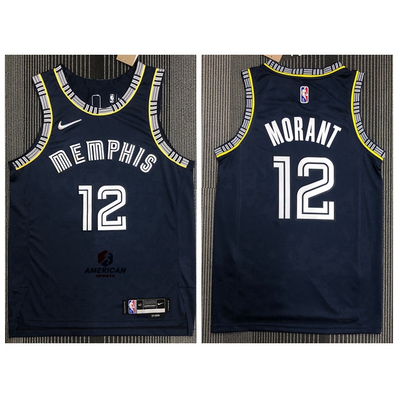 Homens Camisa 2023NBA Memphis Grizzlies 12 Ja Morant Navy 2023NBA 75o Aniversário Diamond Swingman Basquetebol City Jersey