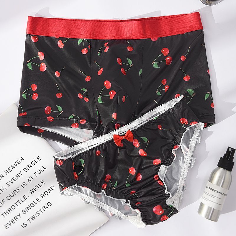 Conjunto De Roupas Íntimas De Casal 2pcs Lace Up Sexy Fruit Printing Couple  Matching Briefs Boxer Panty Kit Fashion Wedding Day Party Presentes De  Férias Para Namorada Namorado Personalidade Underwe