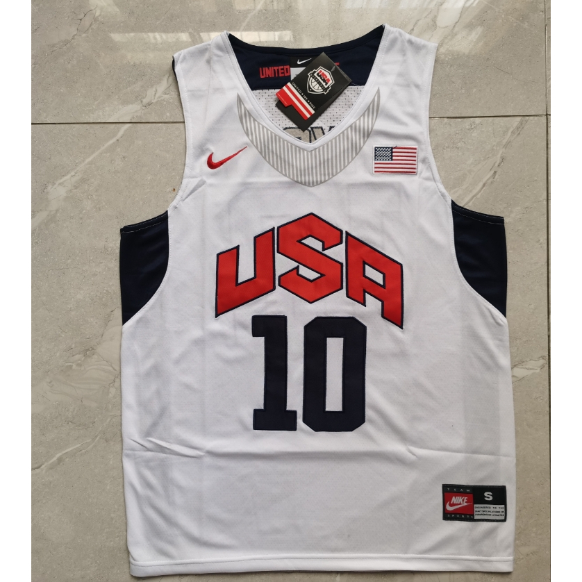 Camisa nba Versão Bordada A retro Da Equipe Americana # 10 Bryant Cor Branca