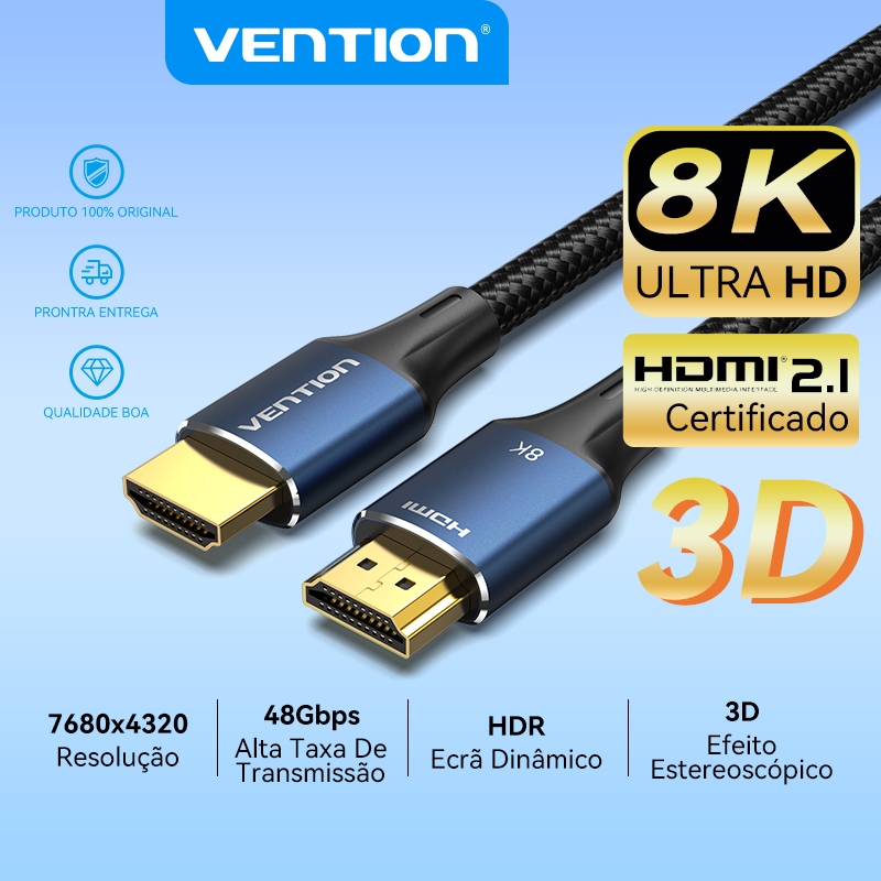 Cabo HDMI 2.1v 8K UltraHD Dinâmico Brasforma 1.5m Ponta Gold