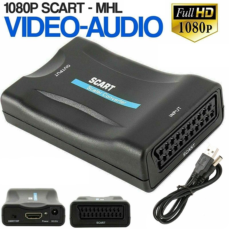 Scart Para HDMI 1080P @ 60Hz Cabo Conversor De Áudio De Vídeo HD DVD De TV