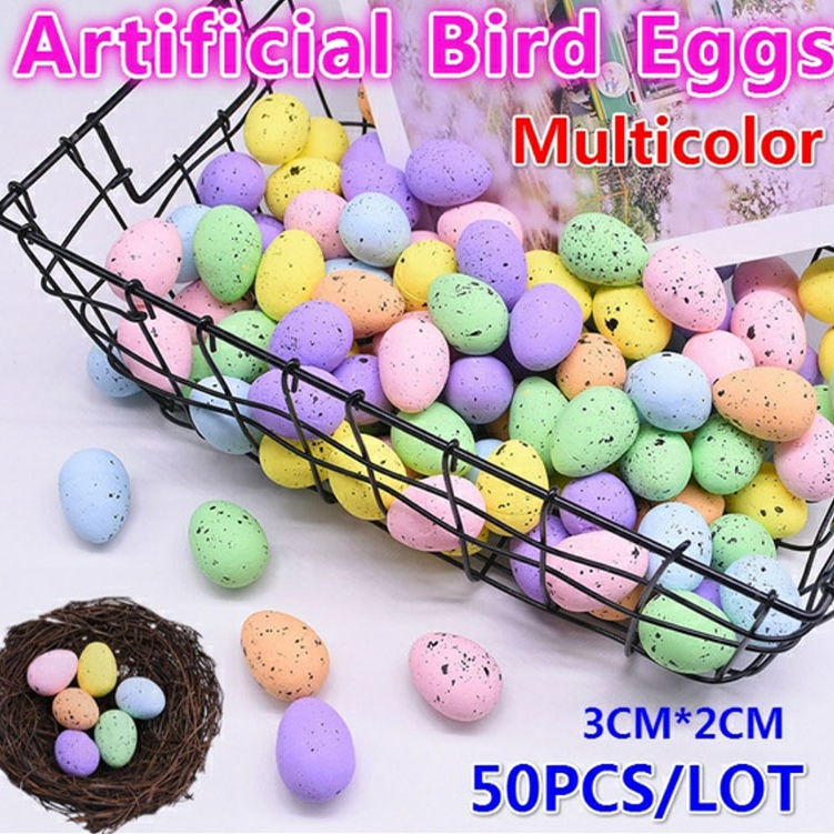 50pcs Ovos Artificiais De Pássaros Simulação De Para Decoração De Páscoa Festa De Bebê Ovo Pendurado Multicolor