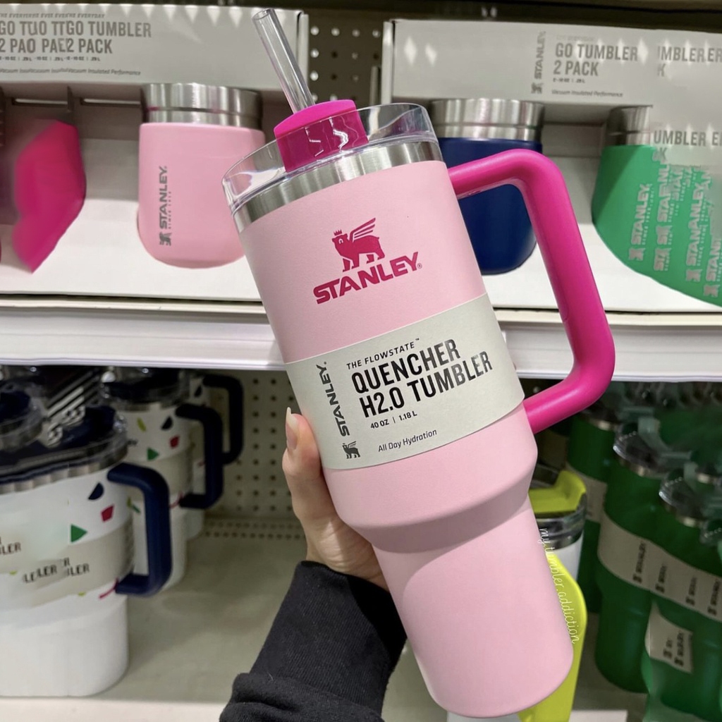 40 oz/1.1L Stanley Quengher H2.0 Tumbler Com Tampa De Palha De Aço Inoxidável a Vácuo [Presente Como Para Um Amante]