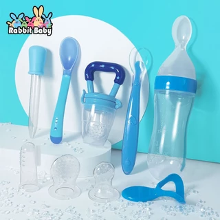 Colher dosadora bebê Kit de Silicone mamadeira colher chupeta de fruta Escova de dentes Conta gotas 8 em 1 pacote de alimentação