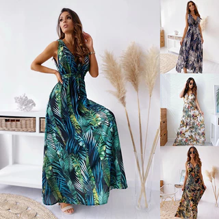 Vestido De Conforto Retro Estilo Boho Sem Manga Impresso Para Mulheres