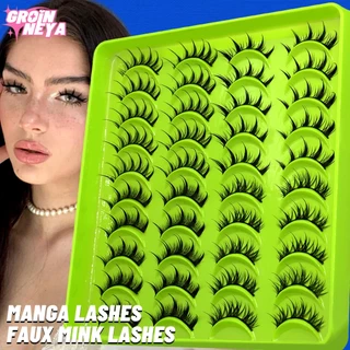 GROINNEYA 20 Pares Pestanas Naturais De Gato Olho Wispy 3D Fofo Mink Lightness Cílios Confortáveis