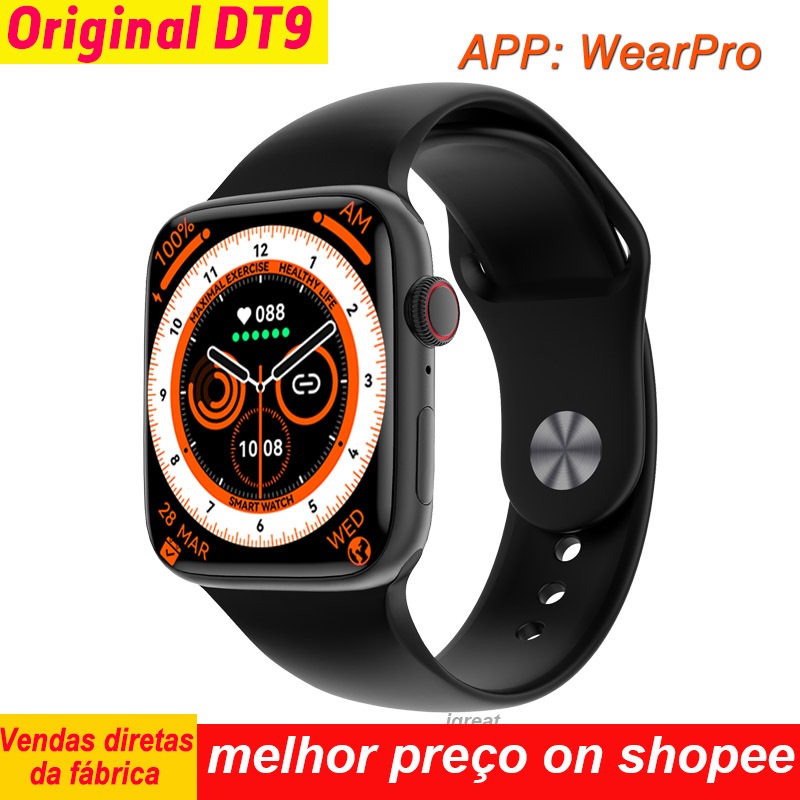 DT9 Smart Watch Man Assistente De Voz Smartwatch De 2,0 Polegadas Bluetooth Call 9 Carregador Sem Fio Toques Independentes