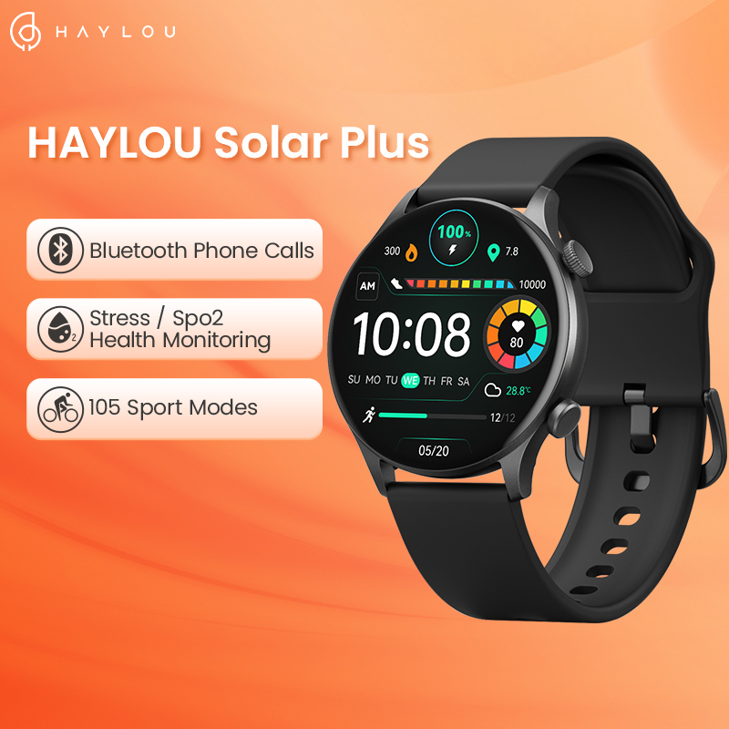 HAYLOU Solar Plus LS16 Smart Watch Ring Bluetooth Voice Call Men's Running Sports Monitoramento De Oxigênio Sangue À Prova D'água Lazer Empresarial Longo Alcance Nova Tela Grande AMOLED