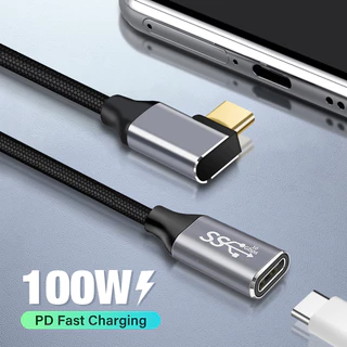 Cabo De Carga Rápida USB 3.1 De 100W Para Tipo C 3.1 Fêmea Macho Macbook air pro Samsung S22 S23 Thunderbolt3 Thunderbolt 3 USBC TYPE-Carregador De Dados Extendido