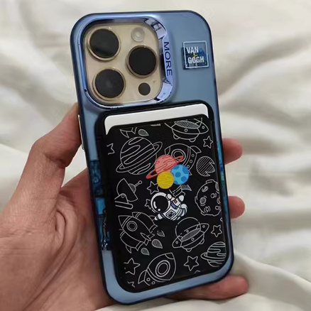 Porta-Cartões Preto Lovely Boy Acessórios Para Telefone Magnéticos Carteira Com MagSafe Presente Feminino