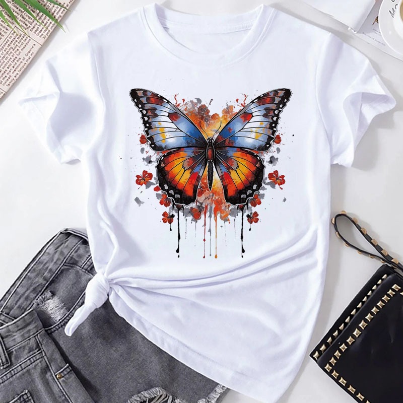 Verão colete borboleta impressão roupa feminina oco tanque