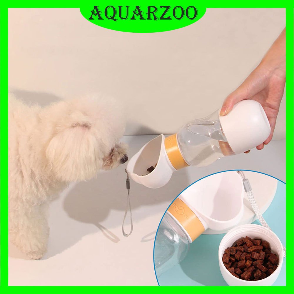 AQUARZOO Garrafa De Água Portátil Para Cães , Dispensador Com Recipiente Destacável Alimentos , Bebedouro Cachorros À Prova De Vazamentos De Viagem Caminhadas Ao Ar Livre , &