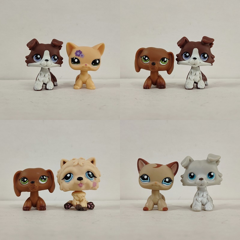 2pcs/lot LPS Toy Pet Shop Cat Dog Littlest Criança Figura # 1021