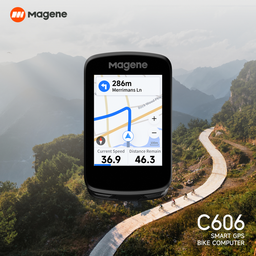 [Magene C606 Smart GPS Bike Computer 2.8 " Tela Sensível Ao Toque Colorida Navegação Por Volta 11 Idiomas Notificações Inteligentes , Treinamento Interno , 8 Sensores Conexão