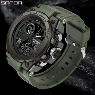 Relógio Militar SANDA Estilo G Relógios Esportivos Masculinos 50M À Prova D'água De Pulso De Quartzo LED Digital De Alarme Militares Homens 739