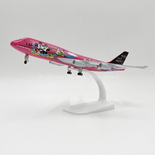 1 : 350 Diecast Metal Plane Modelo Toy Japan Airlines JAL Boeing 747 Mickey Minnie Réplica Miniatura