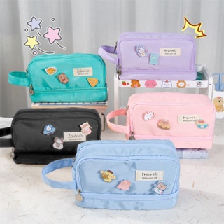 Estojo De Lápis Lona Púrpura De Grande Capacidade Rosa Kawaii Fofo Cosmético Bonito De Volta Para A Escola Estudantes De Escritório Suprimentos De Papelaria