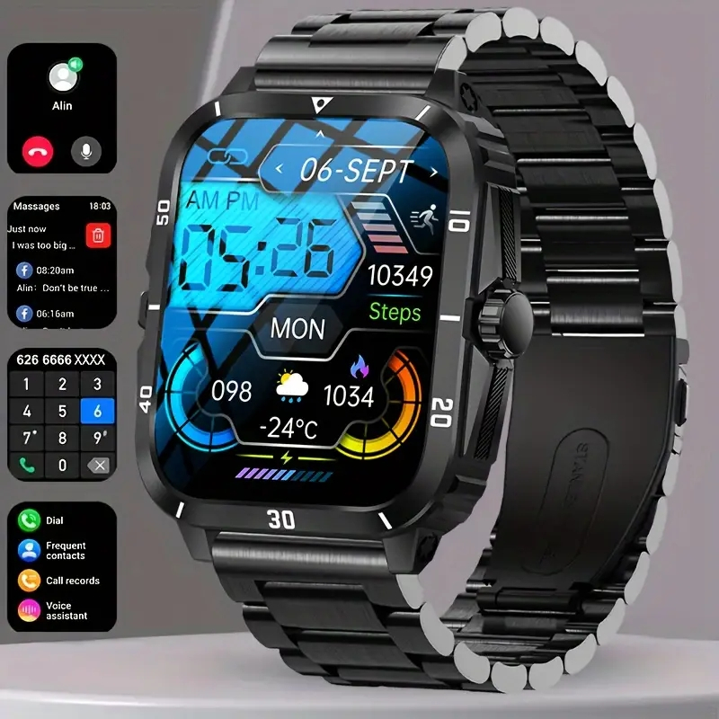 2024 Relógio Smartwatch Exterior Para Homens (Answer/Make Call) , 1,96 Polegadas HD 3ATM À Prova D'água Esportivo Resistente