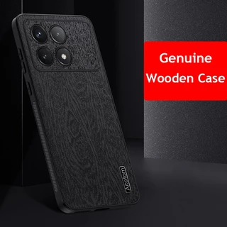 Xiaomi POCO X6 5G X6 Pro 5G POCOX6 POCOX6Pro X 6 X65G Capa Dura De Madeira De Luxo De Silicone Anti-Choque Caixa Traseira De Impressão Digital