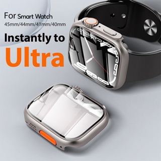 Retrofitting Ultra PC Estojo Rígido Para Smartwatch Relógio Inteligente 45mm 44mm Com Protetor De Tela De Vidro Temperado Design Exclusivo i Watch 40mm 41mm Série 8/7/6/5/4/SE