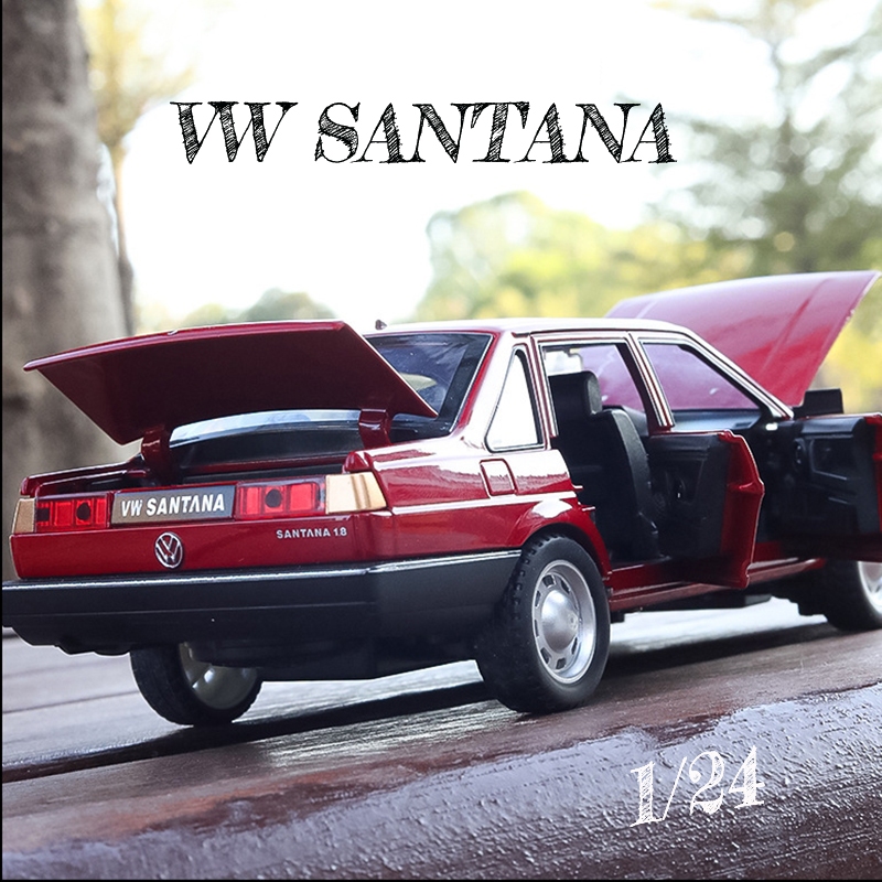 【 Without Caixa 】 1/24 Volkswagen SANTANA diecast car xinhaodi Zinc Alloy Cars Modelo Brinquedos De Liga De Zinco Presentes De Aniversário Leve E Sonoro Para Crianças Pull Back Toys for Boys