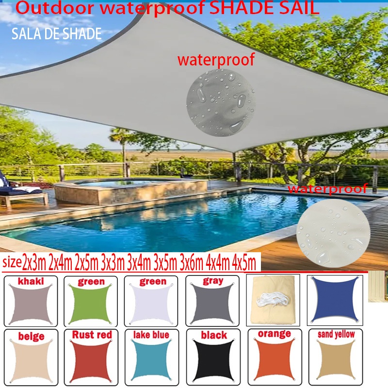 Guarda-Sol Exterior Pára À Prova D'água Vela De Jardim Terraço Carro Retangular De Piscina