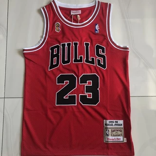 Bordado Requintado Jersey Mens No . 23 Michael Chicago Bulls Mitchell Ness Hardwood Clássicos-Vermelho