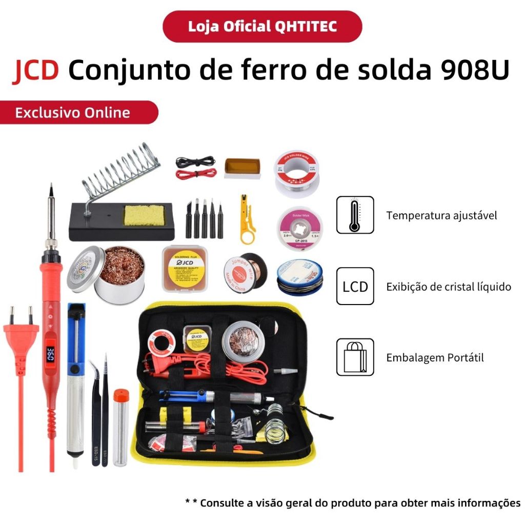 Conjunto De Ferro De Solda JCD 17 Em 1 Com Temperatura Ajustável Para ...