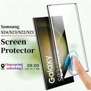 Samsung Galaxy S23/S24 Ultra S24 S23 S22 S21 Plus Protetor De Tela De Vidro Temperado Full Clear 0,18mm Filme Ultrathin Para S24 +/S23 S22 S21 + Suporte Desbloqueio De Impressão Digital