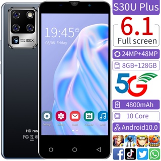 Celular Novo Smartphone S30U Plus De 6,1Polegadas HD 8GB + 128GB Telefone Celulares 5G