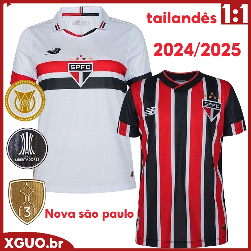 camisa sãopaulo Nova masculina 2024 Tricolor Home/Away camisa de futebol versão dos fãs tailandês 1:1 nB