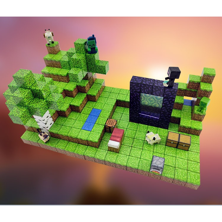 Minecraft MC Blocos de construção magnéticos para crianças Conjunto de blocos de construção de brinquedos educativos de bricolagem