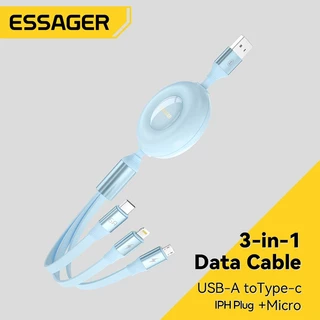 Essa Essager 6A 3 Em 1 Cabo Flexível Extensível USB Tipo C Carregamento Rápido Para iPhone Micro USBA USB2.0 480Mbps Retrátil Mate 50 pro