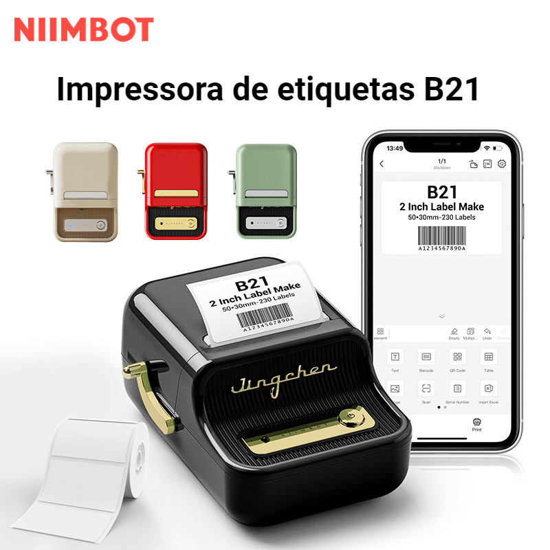 Impressora De Etiquetas Térmicas Sem Fio Bluetooth Niimbot B21 Máquina Portátil