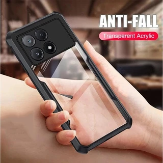 Xiaomi POCO X6 5G X6 Pro 5G POCOX6 POCOX6Pro X 6 X65G Caixa Acrílica Transparente Traseira PC TPU Macia À Prova De Choque Airbag De Borda Anti-Queda Proteção Da Câmera Tampa