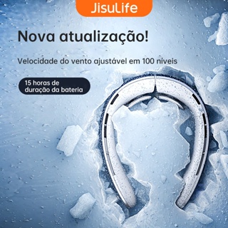 JISULIFE Ventilador De Pescoço Neck Fan 5000mAh Bateria Ventilador De Pescoço Portátil 100mah Ajuste De Engrenagens Tela LED De Resfriamento Forte Largura Ajustável Do Pescoço Para Mini De Escritório Estudantes Ao Ar Livre Ar condicionado Portátil
