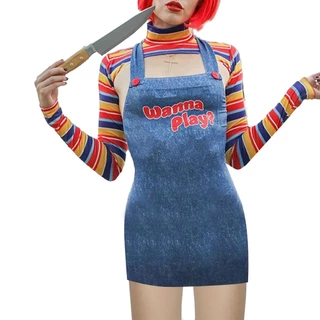 GDN-Halloween Scream Costume Para Mulheres Fantasia De Boneca Assassina As