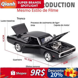 Miniaturas de carros carrinho de ferro miniatura 1:32 Scale Dodge Charger -Fast Furious Dom Miniatura Carrinho de colecao ferro Diecast