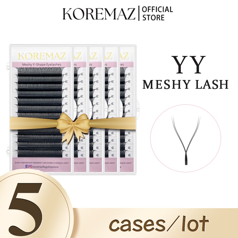 KOREMAZ 5PCS YY Shape Eyelash Extensions Premium C/D/DD Curl Black Y ...