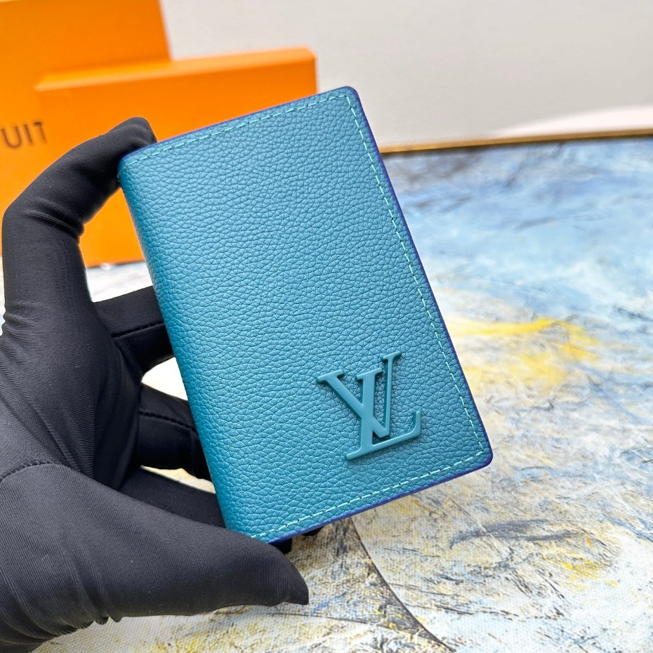 [Carteira Original De Aerograma Autêntico Série LVL/Louis Vuitt0n , Couro Verdadeiro Short Wallet