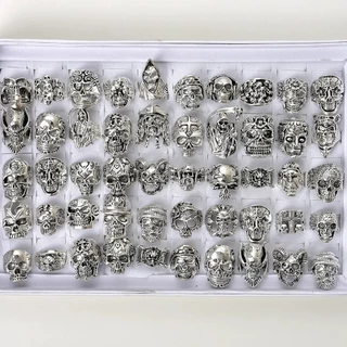 20pcs/set Anéis De Crânio Sortidos Punk Estilo Moda Jóias Prata Cor