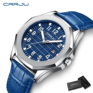 CRRJU Relógios Masculinos Marca Original Autêntica De Luxo Digital Simples Discagem Correia De Couro Casual Negócios Esportivos Quartzo À Prova D'água 5022 L
