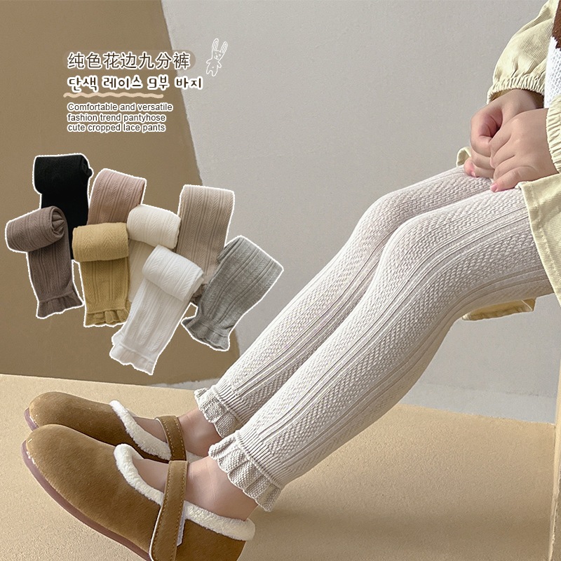 2024 ins Moda Crianças leggings Meninas Meias-Calças De Algodão 1-8 Anos Roupas Infantis