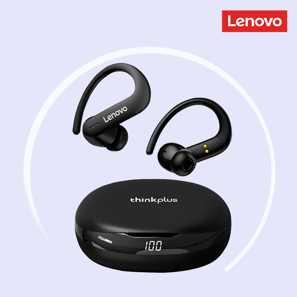 Lenovo T50 Fone De Ouvido Bluetooth Verdadeiro Cancelamento De Ruído Sem Fio Tipo Orelha Suspensa Longa Duração HD Áudio Qualidade Corrida Esportes